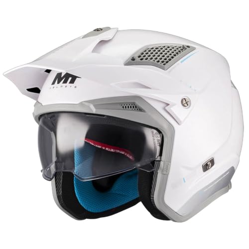 Casco MT District SV S Soul Blanco - Casco de Moto Jet Trial Unisex Hombre y Mujer - Homologado ECE 22.06 (M)