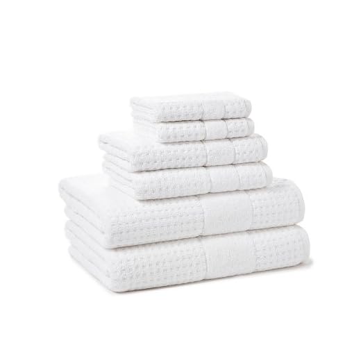 Kassatex unisex adult Casual Towel Set, White, Bath 30x54 Hand 18x28 Wash 13x13 US