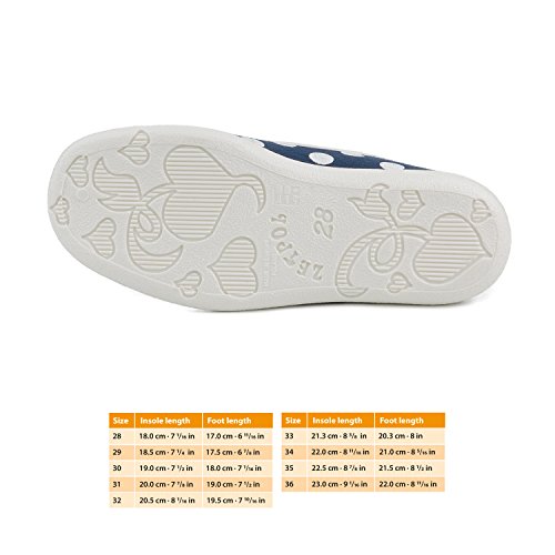 Kamila 1383 Little Girls' Polka Dots Navy Blue Natural Canvas Ballet Flat3