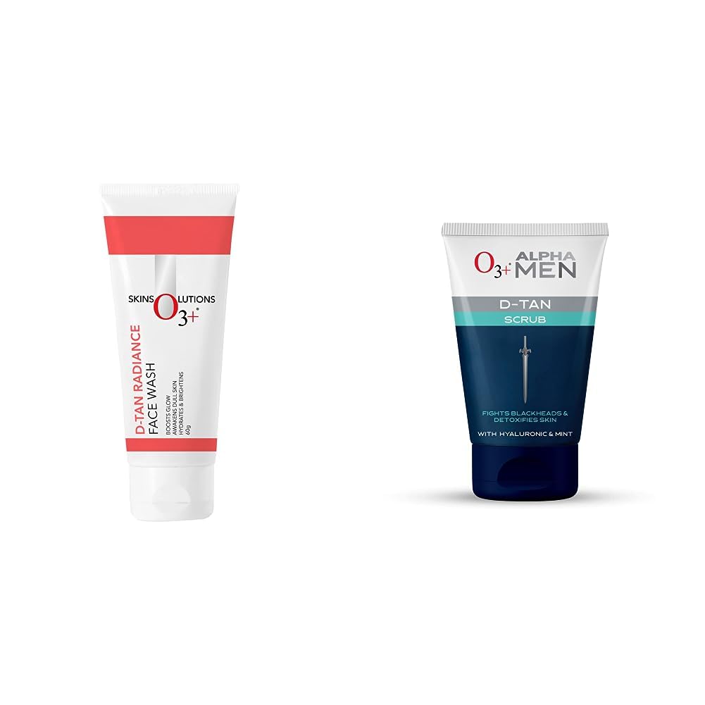 O3+ D-Tan Radiance Face Wash With Vitamin C Glowing Skin and Deep Cleanses and Unifies Skin Tone 60gm & O3+ ALPHA MEN Acno D-TAN Scrub With Hyaluronic & Mint 50g - Detan Scrub for TAN removal Combo-image-43