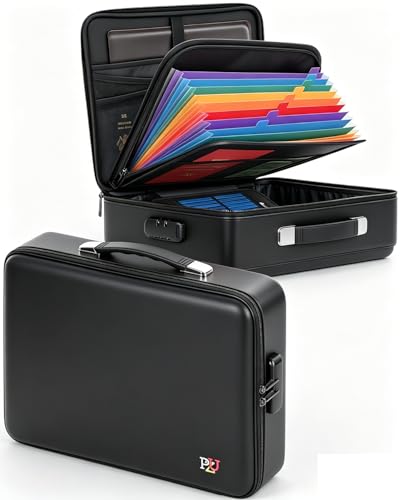 Fireproof Document Box - Hard-Shell Design Waterproof & Fireproof Document Safe with Lock, Fire Box Safe for Documents, Laptops, Passports Ex.16.5 x 12 x 5 inches, Black
