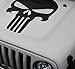 Punisher 23" x 32" Hood Black Decal sticker Compatible with Jeep Wrangler RUBICON