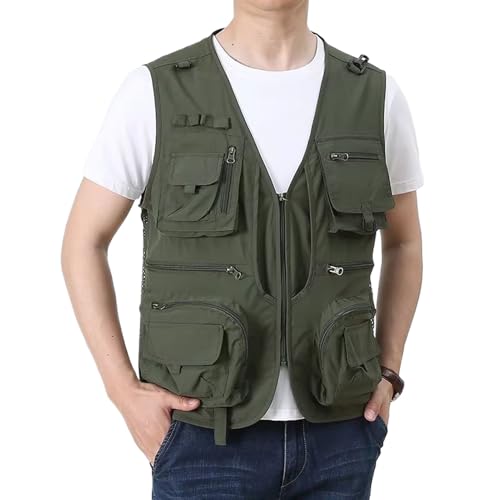 Chaleco de malla para hombre con bolsillos para herramientas