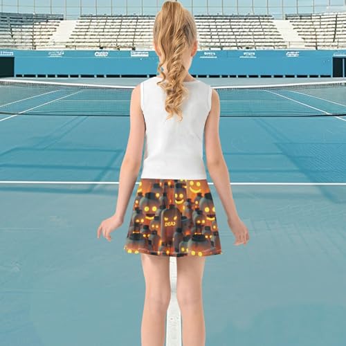 visesunny Girl's Golf Skirt Athletic Death Jar Lamp Tennis Skort Sport Activewear with Double Layer Pockets3