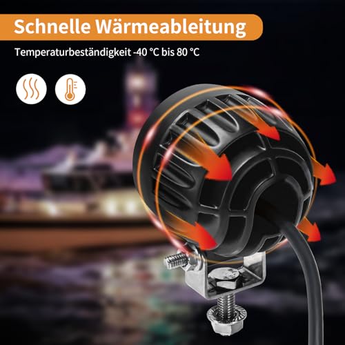 LED Arbeitsscheinwerfer 12v 24v,1600 Lumen Nahfeldausleuchtung, LED Scheinwerfer 12 volt Traktor ATV LKW, Zusatzscheinwerfer Auto,15W 2er Packung
