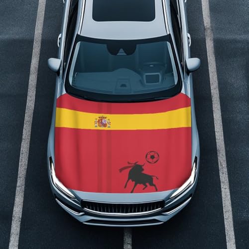 Image of Spain Car Hood Cover Polyester Elastic Fabrics Washable Suitable for Large SUV and Pickup Trucks 39x59in