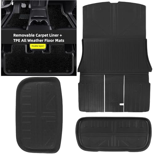Tesson Double Layered Floor Mats for Tesla Model Y Juniper 2025-2026,Removable Floor Mat...
