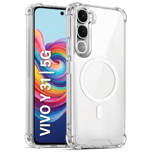 Image of TRUEUPGRADE Back Cover for Vivo Y31 / Y51 / Y51a 4G Non Mag-Safe Transparent PC + TPU Bumper Case with Magnetic Print Shockproof Protection (Transparent Mag-Safe)