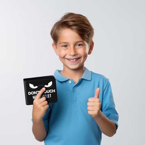Image of Kids Wallet for Boys, Cool Wallets for Teen Son Ages 4 5 6 7 8 9 10 11 12 13 14 15 16, Leather Bifold Purse with Coin Pocket ID Window, Christmas Birthday Gift for Kid Men Boy Youth Guys