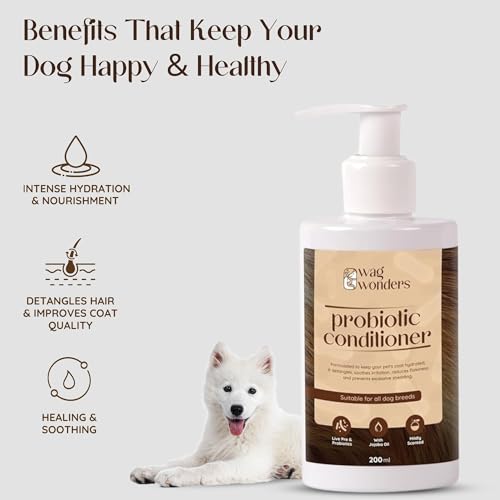 Image of Probiotic Dog Shampoo (200ml) + Conditioner (200ml) Combo,Pre & Pro-biotics, Jojoba Oil, Shea Butter, Reduces Shedding, Itchiness, Redness, Hydrates Coat,NO Parabens, NO Sulphates