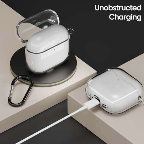 Image of Sounce Earphone Case Cover Compatible for Airpods 4 Case 2024, Soft Silicone Skin Case Cover Shock-Absorbing Protective Case with Keychain, Transparent Designed Soft TPU Protective Cover(Transparent)