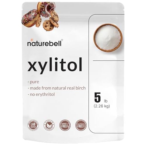 NatureBell Xylitol Sweetener, 5lbs | Natural Birch Crystal Source – 1:1 Sugar Substitute – Sweet Flavor with No Erythritol – Low Calorie & Glyce