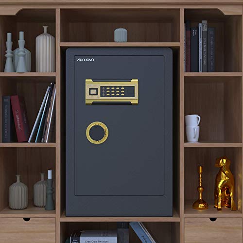 Nurxiovo Security Safe Box, 3.8 Cubic Feet Safe with Double Safety Key Lock and Password, Secret Cubby, Removable and Adjustable Shelf, for Home Office, Black - Thumbnail 7