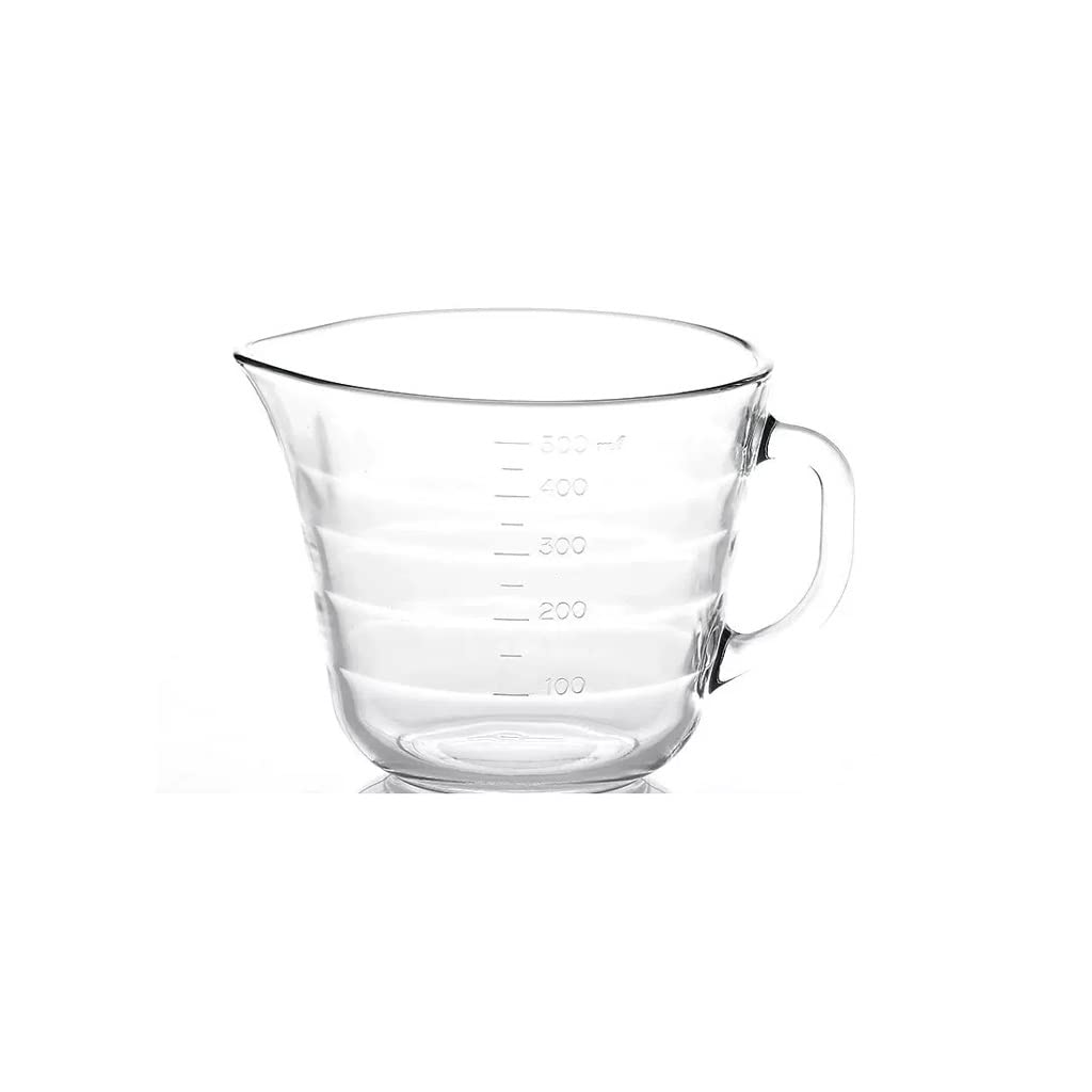 Taza medidora graduada de Gran Capacidad, Taza de Leche para Desayuno para niños, Taza de Agua para microondas Resistente al Calor de Vidrio Templado (500ml)