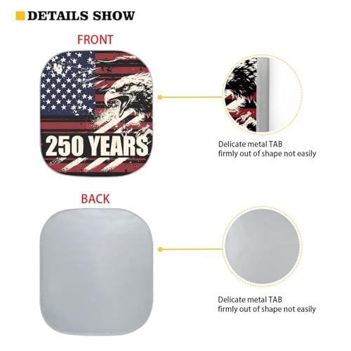 Image of Windshield Sun Shade Foldable 2 PCS 250 Years American Eagle Automotive Windshield Sunshades Sun Visor Reflect UV Sun and Heat and Protect Your Car, Universal Fit for Cars