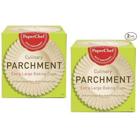 PaperChef (2 Pack) Extra Large Paper Cupcake Liners/Baking Cups, 30-ct/Box, Оne Расk, Tan Cover