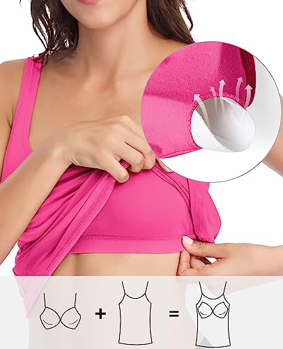 Image of V FOR CITY Tank Top for Women with Built-in Padded Bra Adjustable Wide Strap Camisole Cotton Cami Shirts