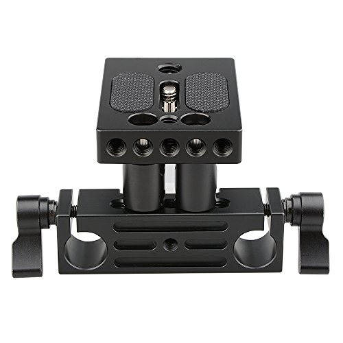 Image of CAMVATE DSLR Baseplate Mount with Railblock Height Riser for 15mm Rail Rod Support System - 1237