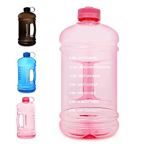 Botella de Agua Motivacional Grande 3 litros Sin BPA para Beber Contenedor Gimnasio Fitness (Rosa) Cover