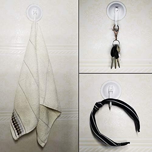 FZGUSYAF Powerful Suction Hooks Vacuum Sucker Hangers Removable Reusable Without Nails & Glue for Any Smooth Flat Surface Bathroom Kitchen Office - 4 Pack