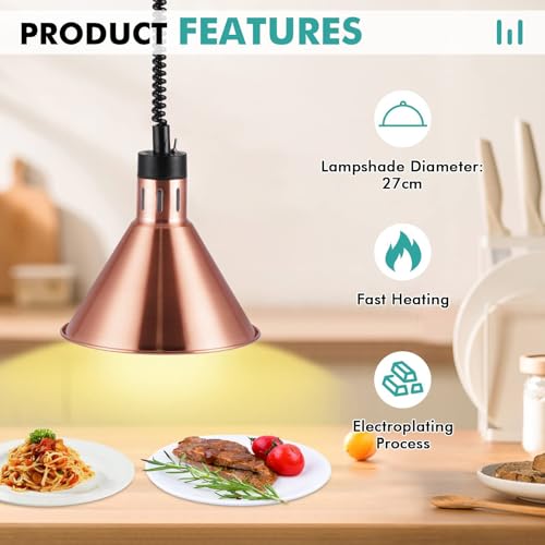 Lâmpada de aquecimento de alimentos suspensa, aquecedor de alimentos retrátil, mantém os alimentos q
