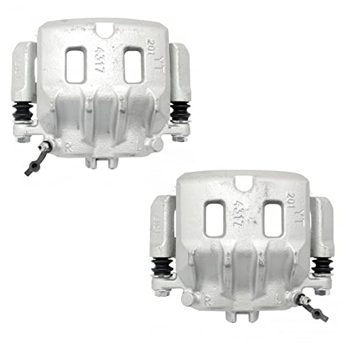 Image of TRQ Front Driver and Passenger Side Brake Caliper Set Caliper Brackets Hardware Compatible with 98-02 Subaru Forester 98-01 Impreza RS 96 Legacy with Dual Piston Calipers 00 Outback 02 Legacy L