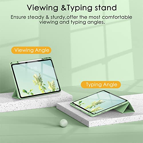 Soke Ultra Hybrid Case For Ipad Pro 12.9 Inch (6Th/5Th/4Th/3Rd Generation, 2022/2021/2020/2018) - Pencil Holder + Auto Sleep/Wake + Camera Protection, Transparent Shockproof Back Cover, Matcha Green #TOP4