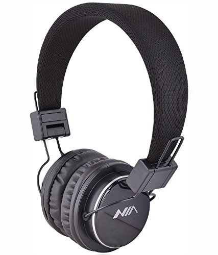 ameegoU-009 Foldable Wireless Bluetooth Earphone Headset with Microphone, Micro SD/TF Card, FM Radio,3.5mm Detachable Cable Stereo Hands-free for Mobile Phone, Tablet, PC, Notebook, Gaming (Black)