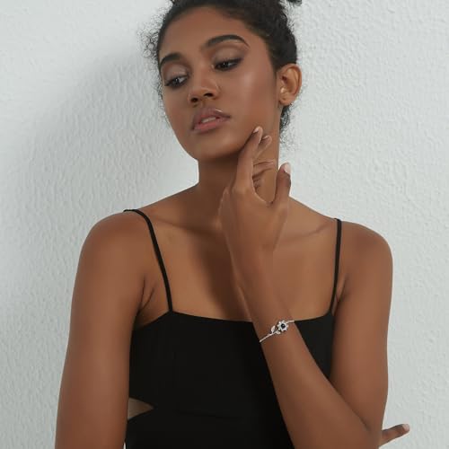 PERIMADE Custom Photo Projection Bracelet with Picture Inside - Personalized Text & Love in 100 Languages Sunflower Charm Bracelet - Customized 925 Sterling Silver Sun Flower Memorial Jewelry for Women3