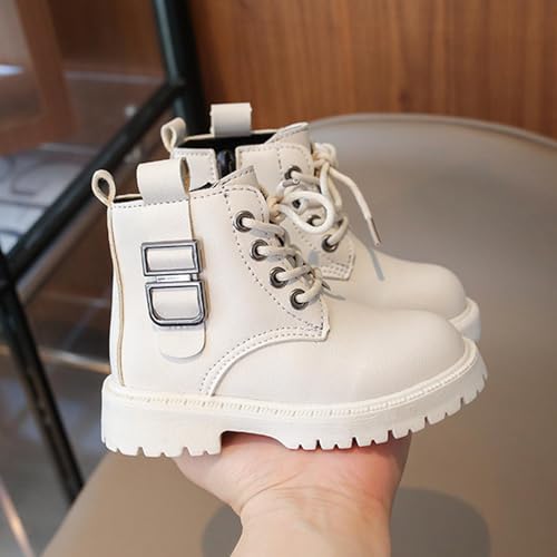 Girl's Combat Boots Ankle Booties Kids Lace Up Side Zipper Riding Boots Casual Winter Faux Leather Outdoor Hiking Short Booties4