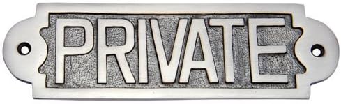 Adonai Hardware Medium "PRIVATE" Brass Door Sign (Antique Brushed Nickel)