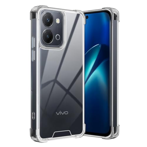 Image of Fashionury Clear Back Cover Case for Vivo T5x 5G / Vivo Y51 Pro 5G / iQOO Z11x 5G | Anti-Yellow Acrylic Hard Back + Soft TPU Bumper | Shockproof 360 Protection | Slim Transparent Bumper Case (Clear)