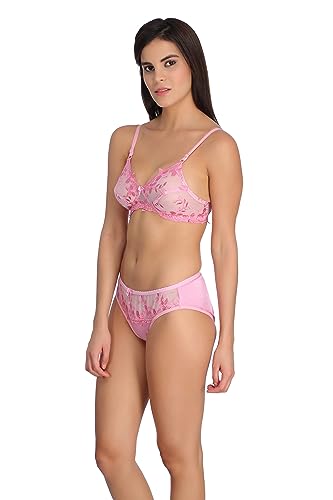 Image of Tipsy Women's Net Lace Non Padded Non Wired Bra Panty Set