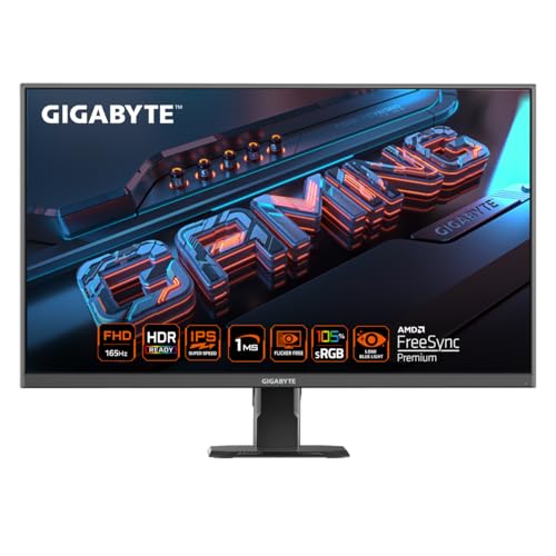 GIGABYTE GS27FC 27 VA 1500R (Curved), 1920 x 1080 (FHD), 180Hz (Native), 79% DCI-P3 108% sRGB, 1 ms MPRT, 250 cd/m2 (TYP), FreeSync Premium, HDR 10