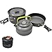 JZK Camp Cookware 2-3 People Set, Pan Pot Teapot Lightweight Outdoor Portable Camping Cooker Set for Trekking Hiking BBQ Picnic Campfire