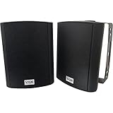 Loops 120W 5.25” Indoor & Outdoor Active Bluetooth Wall Speakers – Pair of Black Stereo Wireless Music Streaming Speaker – IP56 External Weatherproof Garden Bar & Hot Tub