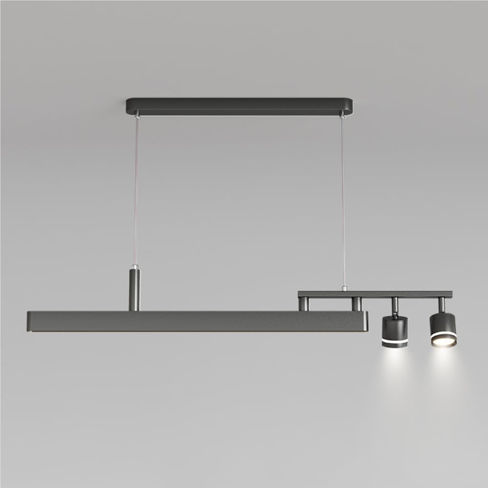 Suspension Linéaire Led À Intensité Variable, Orientable À 180°, Lampe Suspendue Moderne Et Minimaliste Noire Mate Pour Salle À Manger, Cuisine, Îlot Ou Bar./Noir/100 Cm