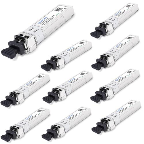 Image of 10Pack 10GBASE-SR SFP+ Transceiver, 10G SFP+ Module, 10gbe SFP Computer Network Mini-GBIC Multimode 850nm, 300M, DDM for Cisco SFP-10G-SR, Ubiquiti UF-MM-10G, Netgear, Mikrotik, D-Link, Supermicro