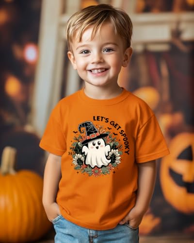 Toddler Halloween Shirt Boys & Girls Holiday Shirts for Kids 2T-8T, Funny Pumpkin Skeleton Ghost Boo Spooky3