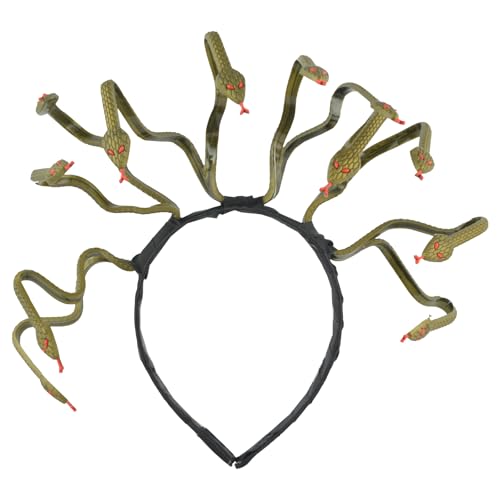 Photo de CHUNLINLAODA-Medusa Serre-tête serpent Méduse Serpent Bandeau Déesse Grecque Coiffe Halloween Habillage Coiffe Carnaval Fête Costume Accessoires Cheveux pour Femmes et Filles (doré)