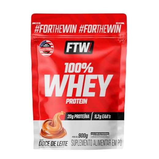 FTW 100% Whey Protein com Proteína Concentrada WPC, Suplemento Alimentar Pós-Treino em Pó com Fonte de Proteína do Soro do Leite, Alto Valor Biológico, Sem Glúten – Refil 900g (Sabor Doce de Leite)