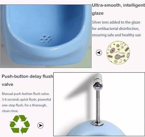 High Efficiency Yellow Wall-Mounted Urinal Screen for Kids, Manual Flush Valve Ceramic Trough, Ideal for Bar, Bathroom, Hotel, and Shop Use.