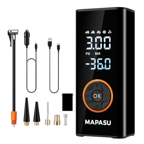 MAPASU Tyre Inflator Air Compressor – Car Tyre Pump 150 PSI with Digital Pressure Gauge, Auto Shut-Off, Portable Tyre Inflator for Car,Bike,Motorcycle