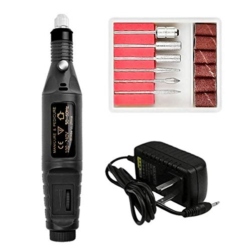 Nail File Electric Drill Machine - Manicure Pedicure Dog Pet Nail Grooming - Professional Art Kit for Acrylic Nails - Tool for Home Salon (Black)