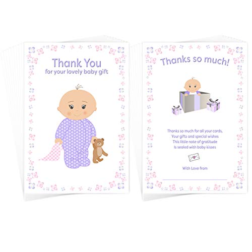 Baby Thank You Cards Girl Boy - 20 Pack + Self-Seal envs - N
