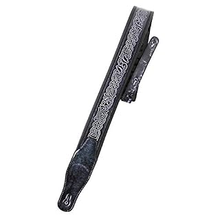 Walker & Williams GB-182 Sangle rembourrée Motif tressé celtique Noir cobalt - Les Beatles, Paul McCartney, John Lennon, RIngo Starr, George Harrison Walker & Williams GB-182 Sangle rembourrée Motif tressé celtique Noir cobalt – Image 2