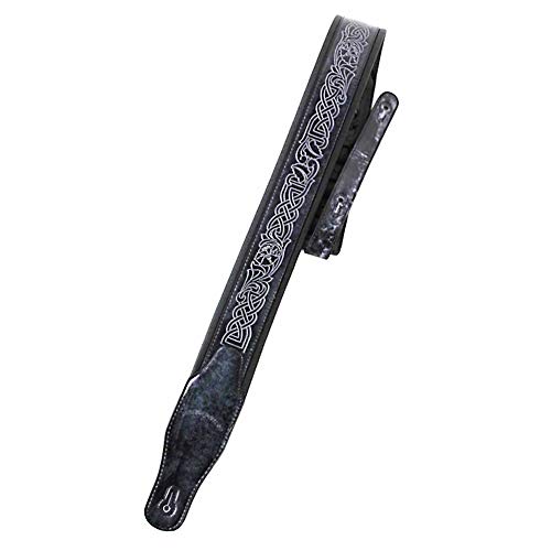 Walker & Williams GB-182 Sangle rembourrée Motif tressé celtique Noir cobalt - Les Beatles, Paul McCartney, John Lennon, RIngo Starr, George Harrison Walker & Williams GB-182 Sangle rembourrée Motif tressé celtique Noir cobalt – Image 3