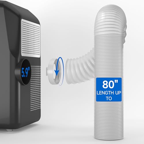 Image of Flexible Portable Air Conditioner Hose Kit, 5.9'' Diameter Counterclockwise AC Exhaust Hose Length to 80 inch with Adapter, Portable AC Vent Hose for Portable Air Conditioner