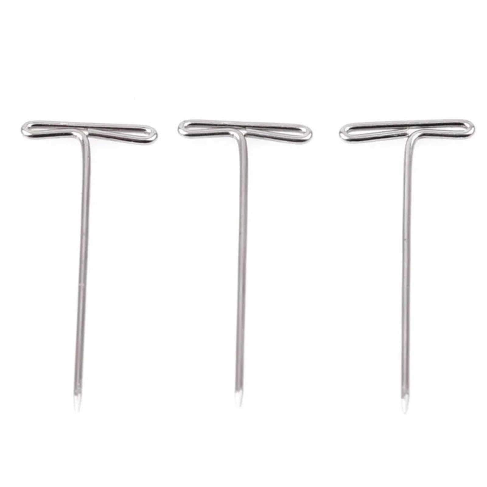 T Pins 50/100Pcs 27/32/38/45/50MM T Pin Needles Wig Making Pins For Blocking Knitting Assorted Sizes T-Pins Stainless Steel(100pcs-27MM)
