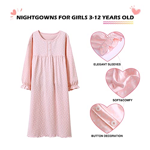 BANGSAUR Girls' Dress Set Cotton Sleepshirts, Heart Print Princess Daily Dress, 2-Pack Casual Dress Girl 3-12 Years2
